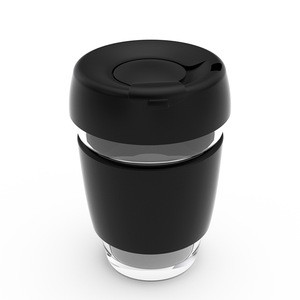 Heatproof Office Home Used Eco Friendly Reusable Glass Coffee Cup with Sleeve and Lid