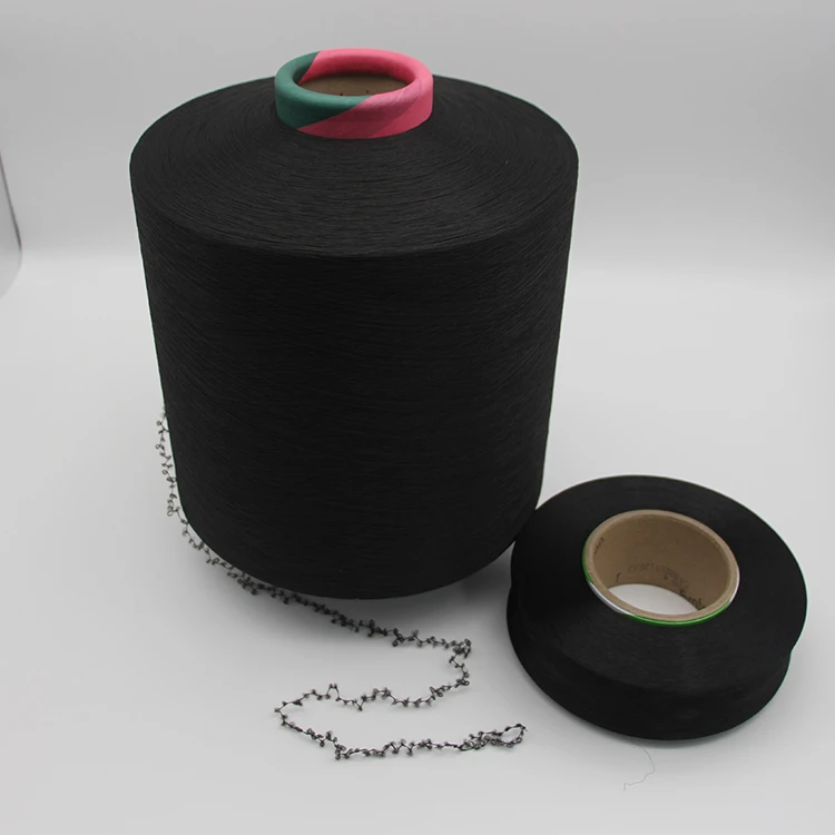 High Elastic Polyester Spandex Yarn 30d 75d Black Spandex Covered Yarn