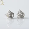 High On Demand Bling Bling Royal Crown VVS Moissanite Diamond Stud Earrings Luxury Screw Back Hiphop Stud Earrings