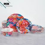 High Quality  16pcs sets melamine dinner set tableware melamine Red Sea