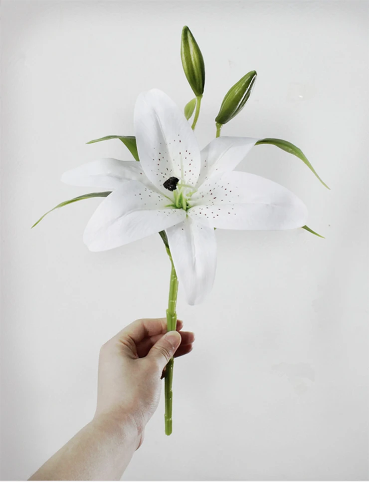 High quality artificial real touch short stem big lily flowers