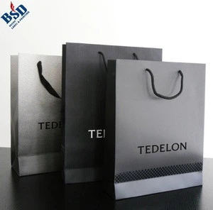 High quality custom black paper bags with handles and black paper bags