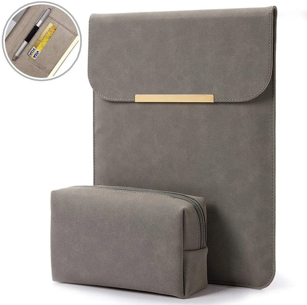 High Quality Fashion Faux Suede Leather Laptop Sleeve 12.9inch for iPad Air iPad Pro Apple Pencil Flap Envelope Sleeve Pouch Bag