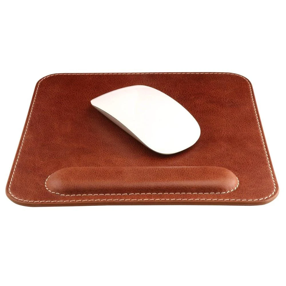 High Quality Genuine Cowhide Leather Gaming Mouse Pad with Wrist Rest