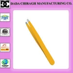 high quality stainless steel manicure tweezers yellow eyebrow tweezers