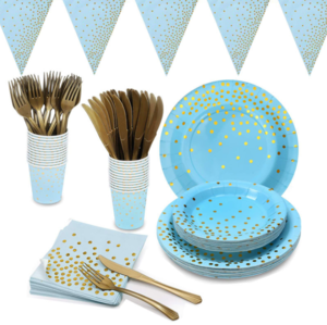 High Quality Stamping Disposable party supply Tableware Set  Birthday Party wedding party