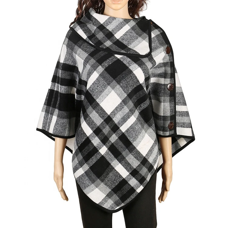 High Quality Wholesale Warm Women&#x27;s Knitted  Plaid  Shawls