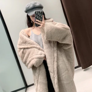 High quality women shearing fur winter coat oversize winter outwear wool overcoat real sheep shearling fur coat teddy coat