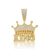 Hip-Hop Men Crown King Letter Pendant Necklace Trendy Brand Personality Inlaid Diamonds Hip Hop Cuban Chain