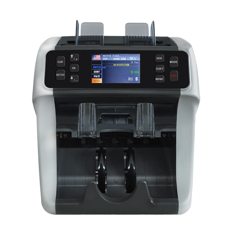 hot Bank note professional two pocket mixed bill value euro banknote sorter money counter and cash currency sorter machine