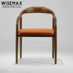 Hot sale antique solid wood chair fabric upholstered dining chair cafe restaurant use elegant wooden chair