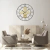 Hot Sale Black Large Farmhouse Home Decoration Rustic Vintage gold Iron Large Metal Gear Wall Clock