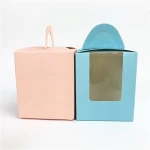 Hot sale different sizes transparent cake packaging box with paper bottom
