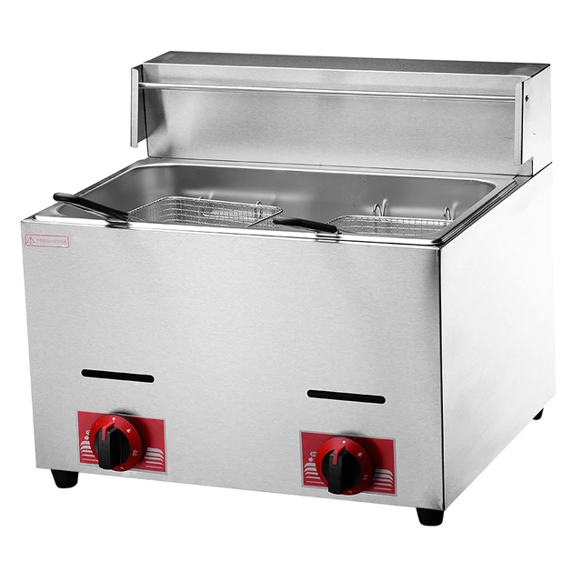 Hot Sale Double Cylinder Fried Chicken French Commercial Desktop Deep Gas Fryer