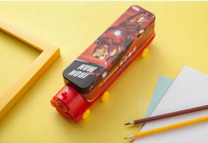 Hot Sale High Quality  Tin Train Shape Multifunctional Pencil Box case With Sharpener
