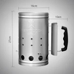 Hot Sale Portable Multifunction Galvanized Steel BBQ Charcoal Chimney Fire Starter Charcoal Lighter with Heat Resistant Handle