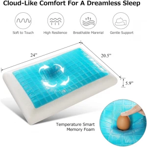 Hot Sale Slow Rebound Cool Gel Memory Foam Pillow with Gel Pad