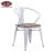 Import Hot Sale Stackable Industrial Metal Dining Chair Vintage design Armrest Metal cafe chairs with wooden from China