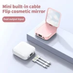 hot sell Slim Portable Battery 20000Mah 3 Usb Port Detachable Charging Cable With Mirror Mobile Phone Charger Mini Power Bank