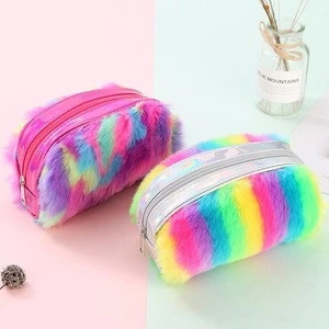 Hot Selling Colorful Plush Pencil Case School Supplier Cute Pencil Case PU Pencil Case For Girl female backpack