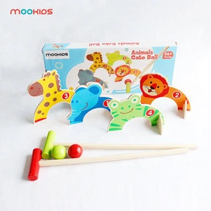 Hot Selling Educational Learning  Doll Indoor Leisure Games Animal Goal  Mini Wooden Toys for Kids