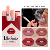 Hot selling personalized cigarette case lipstick set 4 piece set matte velvet matte lipstick small cigarette lasting lipstick