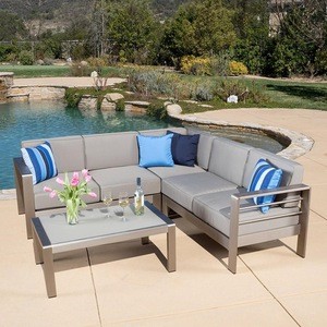 Houston Grey Mixed Outdoor Sectional sofa Hot Sale brushed aluminum Garden Foshan Leisure Furniture Patio Sofa For Hotel