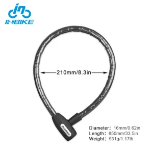 INBIKE Anti-theft 0.85m fietsslot Cycling Motorcycle Security MTB Chain Cable Bike Bicycle Lock with Keys