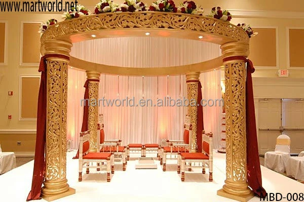 India design latest crystal columns mandap asian wedding stage indoor hall backdrop decorations reception bridal events(MBD-008)
