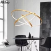 Indoor Lighting Design Foyer Three Circles Aluminum Acrylic Led Home Office Black Chandelier Lights