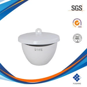 ISO9001 porcelain crucible with lid chemistry lab equipment hunan fuqiang lab equipment lab supplies