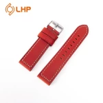 Italy imported oil leather strap 22mm brown red mens leather strap handmade retro leather strap