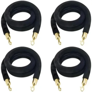 JAPCHET 2 meters 6.6 Feet Velvet Rope Crowd Control Queue Line Barrier Rope Hanging Ropes for Hotels Movie Theaters