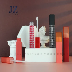 jinze rose gold lip gloss tube 3.5/4ml custom design square empty lip gloss tubes with brush