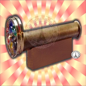 kaleidoscope with wooden stand and brass