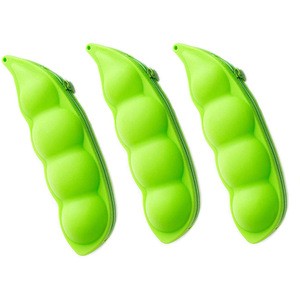 kids lovely silicone peas pen pencil stationery bag pouch teens cool pencil cases