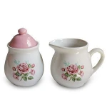 kitchenware Ceramic Sugar Jar and Creamer Set of 2pcs Sugar boat with spoon & Creamer set