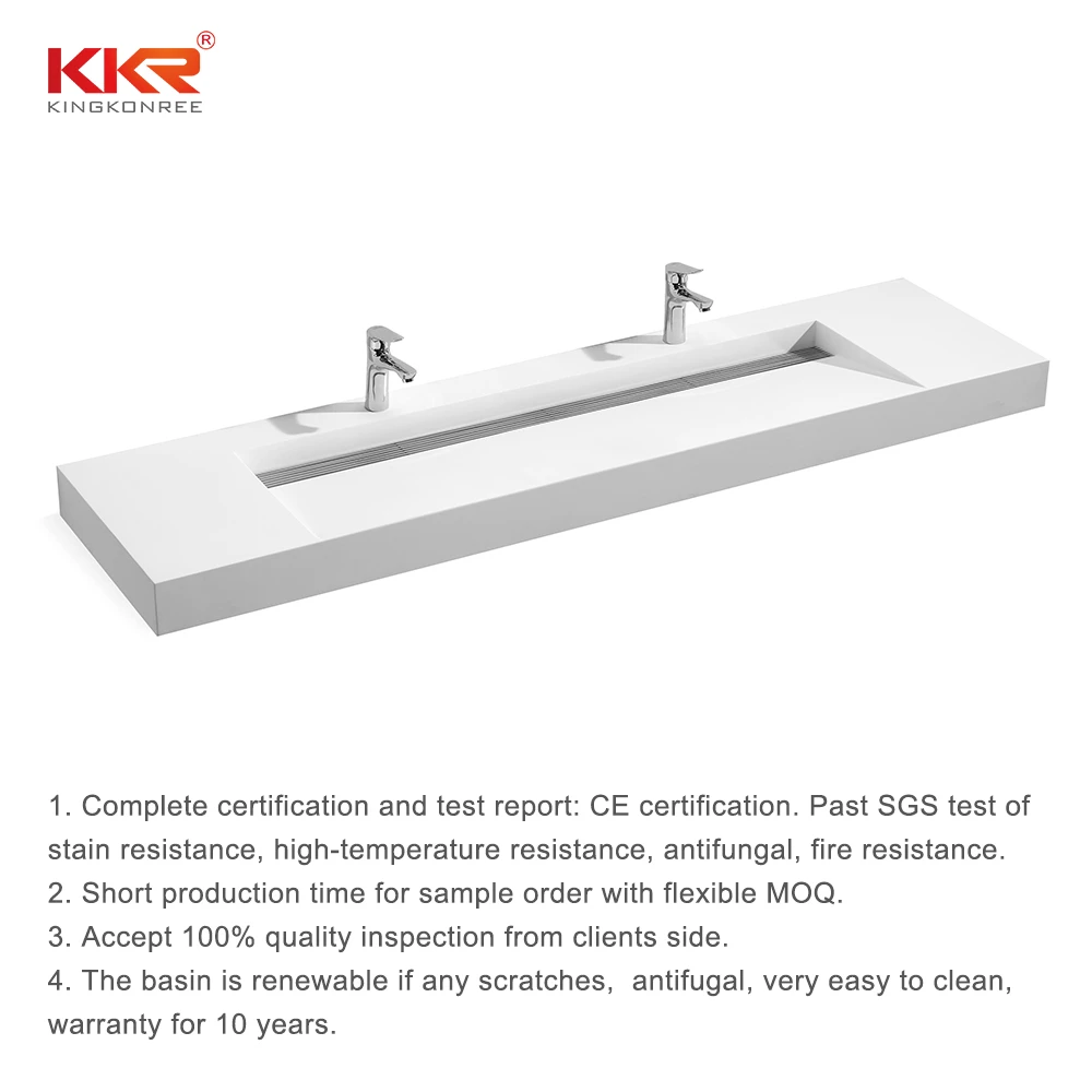 KKR Solid Surface Rectangular Wall Hung Basin Wall Mounted Bathroom Sink
