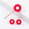 Korean Candy Color Daisy Sunflower Stud Earrings Word Hair Clip Pin Set