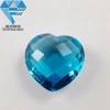 Lab Created mix colors heart shape double faceted glass bead loose