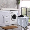 Large Laundry Hamper 2 Sections Aluminum X-Frame Large Folding Washing Clothes Container laundry basket collapsible