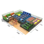 Large low-cost indoor foam pit dodge ball trampoline
