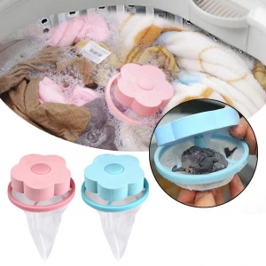 Laundry Mesh Filter Bag Washing Machine Cleaning Pouch Flower Shaped Floating Hair Catcher Bag Debris Fur Removal Net Lint Bag