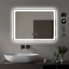 LED Mirror Defogger with Time Temperature Display Customizable Wall-mounted LED Smart Bathroom Mirror