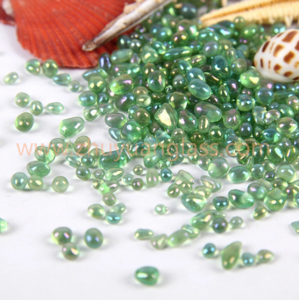light green iridescent garden decorative irregular glass beads