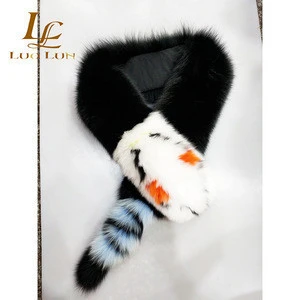 Long Real Fox Fur Collar  Color Female Fox Fur Collar Scarf for Womens 100% Genuine Fox Fur Scarves Collar