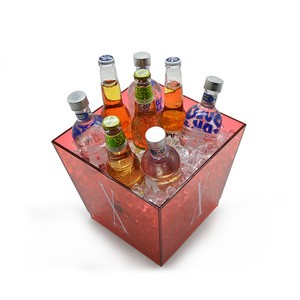 Love U 3000 rechargeable square ice buckets plastic ice bucket cooler holder led light ice buckets
