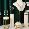 Lucking  microfiber jewellery earring bracelet display stand gold metal display customize jewelry stand Jewelry display
