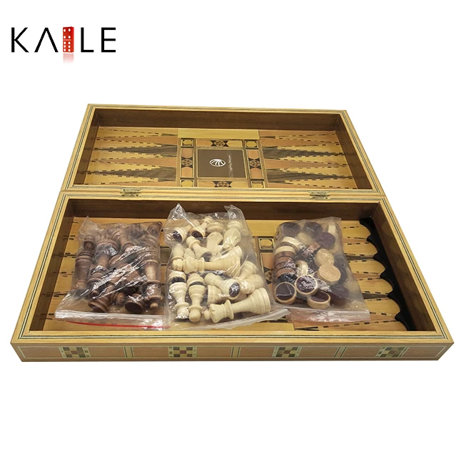 Luxury 3 in 1 Wooden Chess Board Game Set Pieces