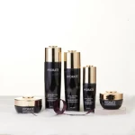 Luxury Black Cosmetic Packing Set Glass Bottle Cosmetic Serum Dropper Bottles Frosted Glass Cosmetic Packaging Screen Printing